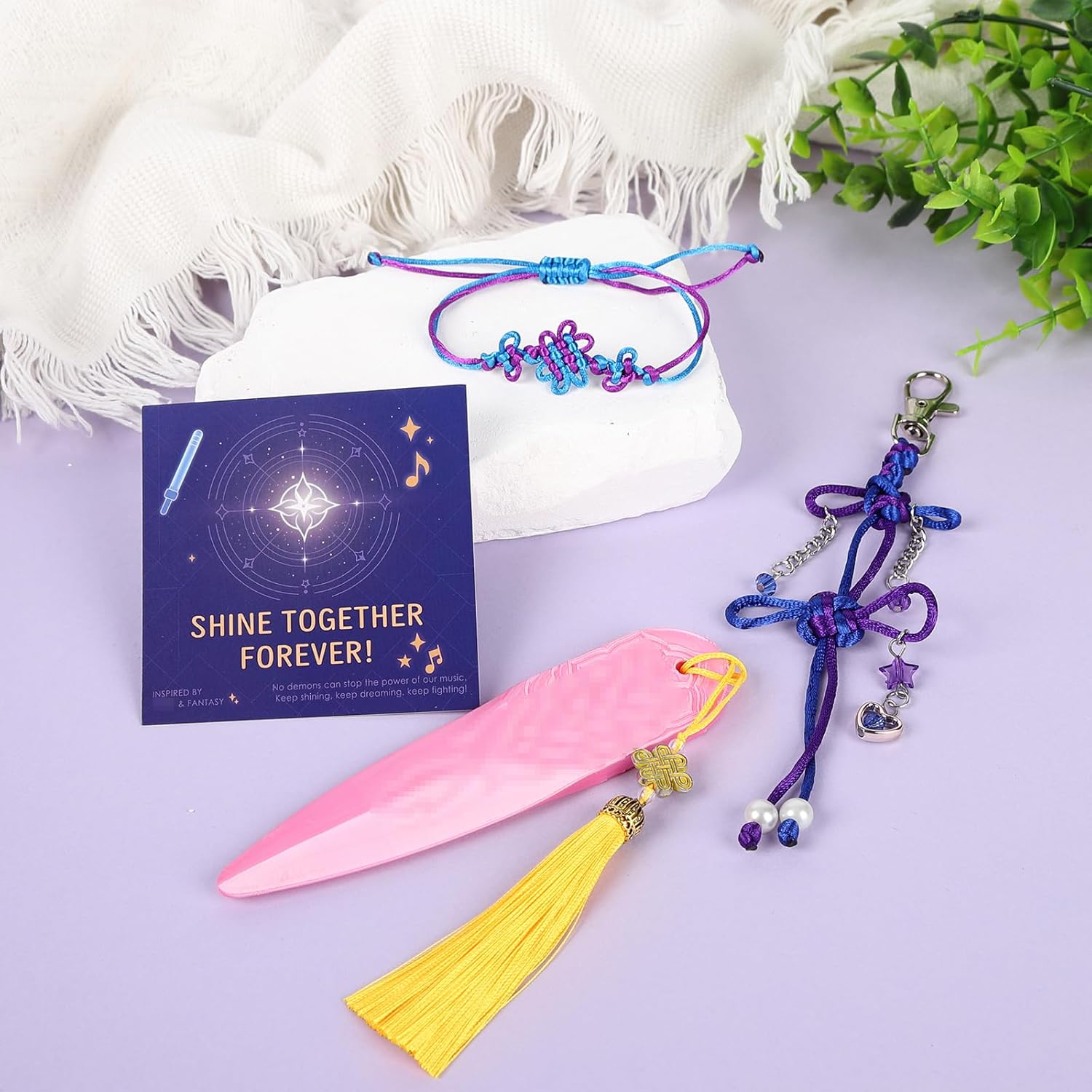 Fantasy Gift Set – Handmade Woven Bracelet, Keychain Charm & Weapons | Unique Handmade Jewelry & Creative Accessories - Image 3