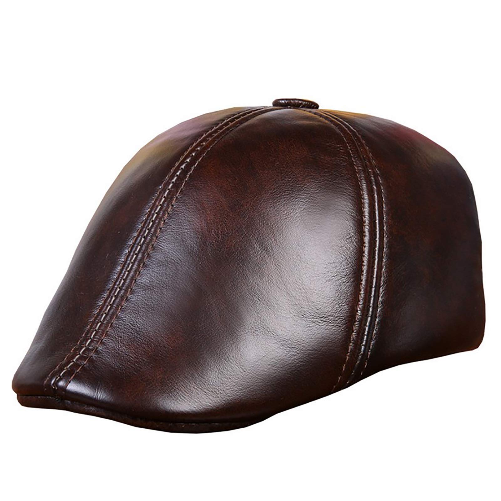 Béret en cuir casquette homme hiver chaude avec protège oreille rabattable