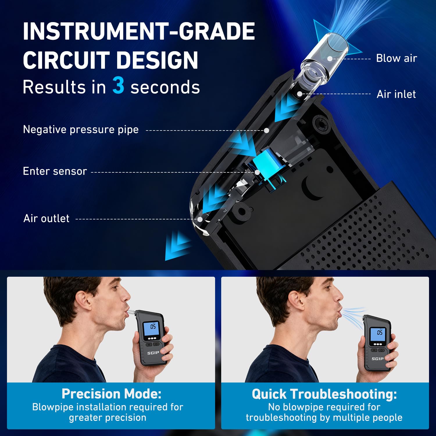 Ethylotest Electronique, Etiloteste Electronique Portable Alcotest avec Affichage Numérique LCD Fonction de Stockage Alcootest Électronique Personnel pour Usage Domestique et Professionnel