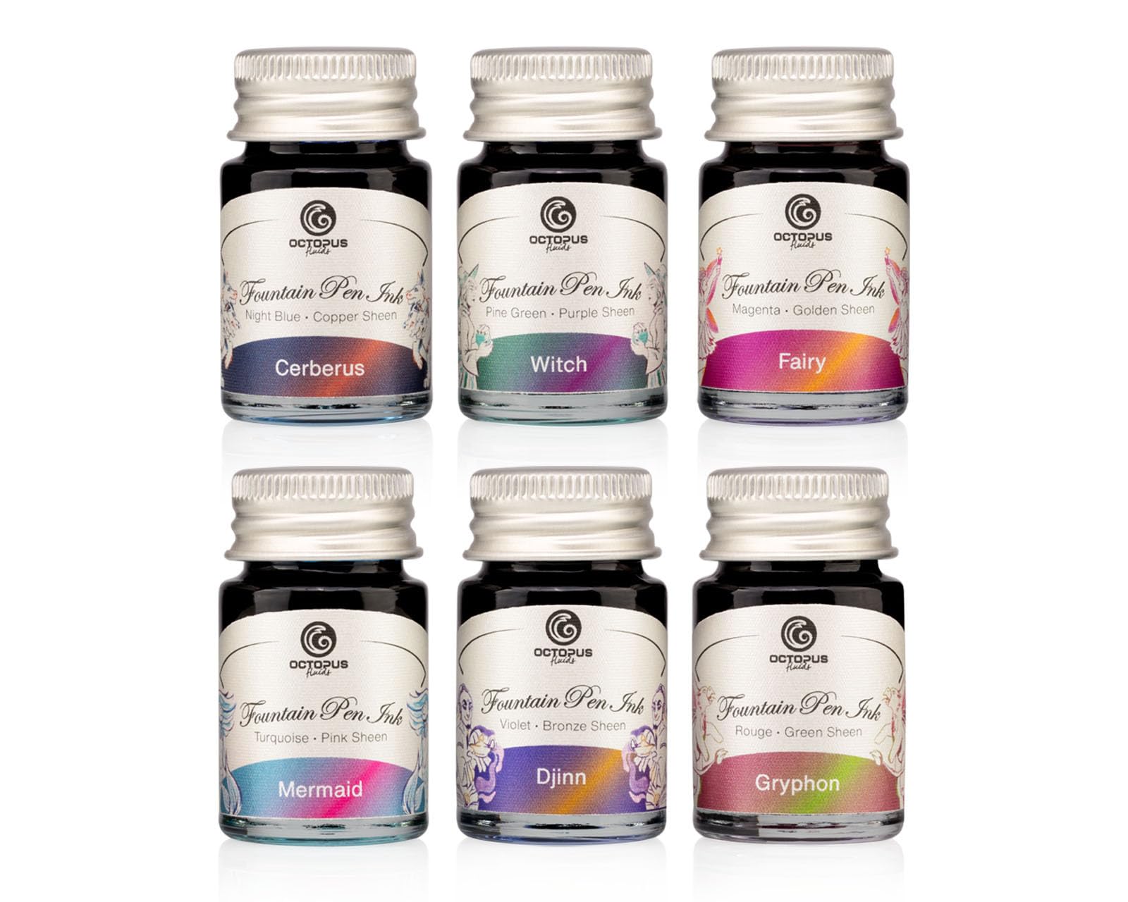 Sheen Ink Set 2, Zweifarb-Schreibtinten für Füllhalter, 6 x 10 ml