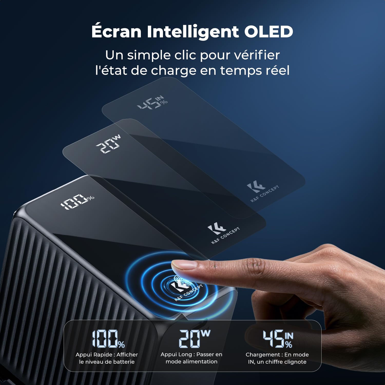 K&F Concept 10500 mAh NP-F970 Batterie Charge Rapide PD 45 W Compatible avec FX30/A7 IV/A7S III et R5/R6 et Z8, et Adaptée à Alimentation des Lumières LED et des Moniteurs