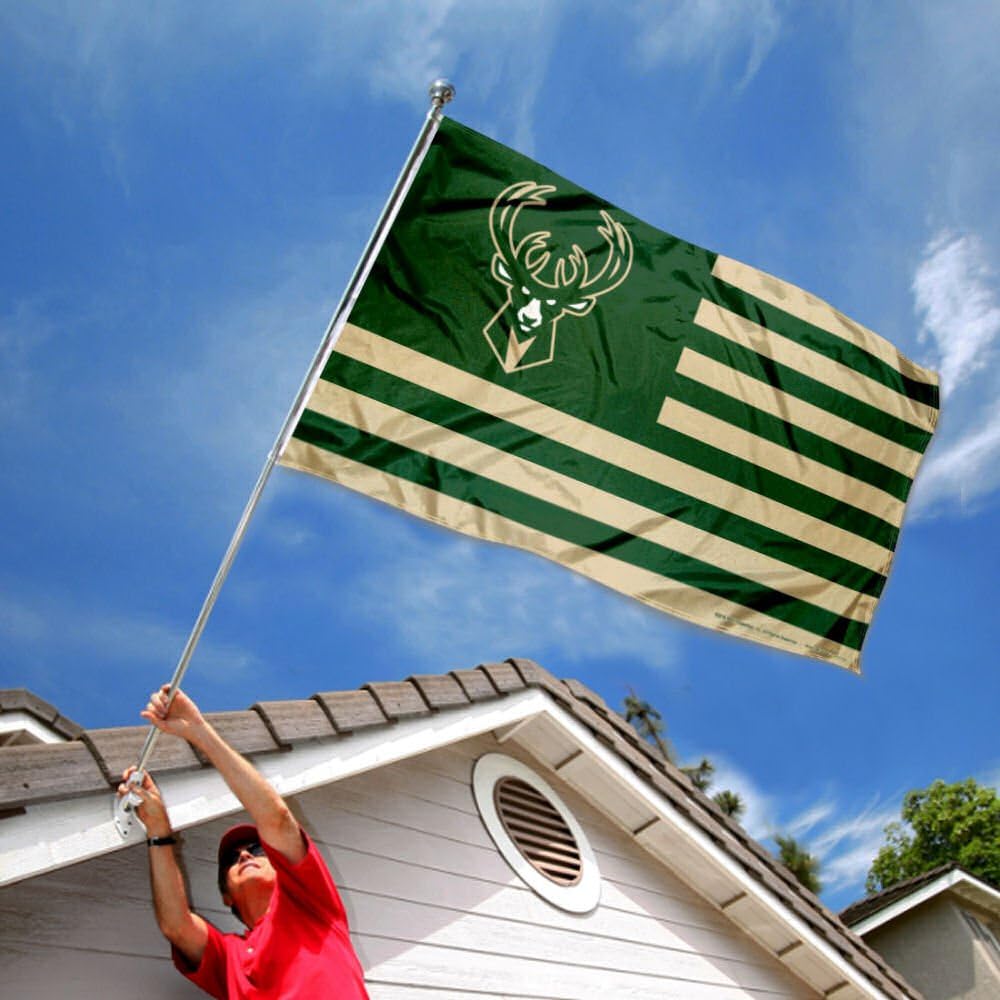 Milwaukee Bucks Americana Stripes Nation 3x5 Flag - Image 2