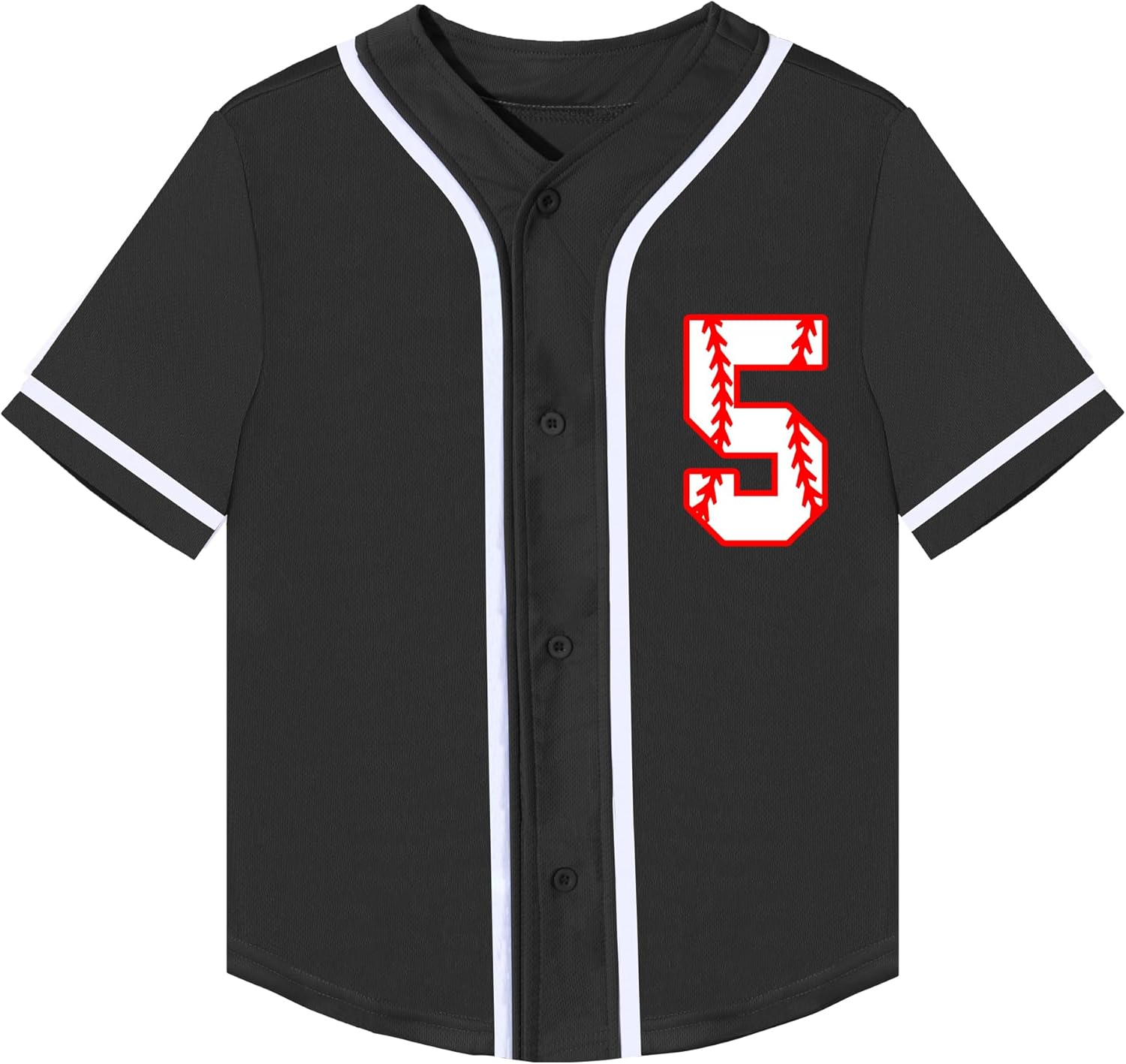 Mowbeat Toddler Baseball Jersey Kids 5 Year Old Birthday Shirt Boy 5th Birthday Party Short Sleeve Button T Shirts - Image 2