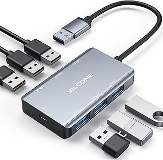 USB Hub 3.0,Vilcome 6-Port USB Hub (3 USB 3.0 Ports and 3 USB 2.0 Port),Ultra Slim USB Data Hub for MacBook Pro,iMac, Surface Pro, Wii U, XPS, Notebook PC, Mobile HDD,USB Flash Drives and More