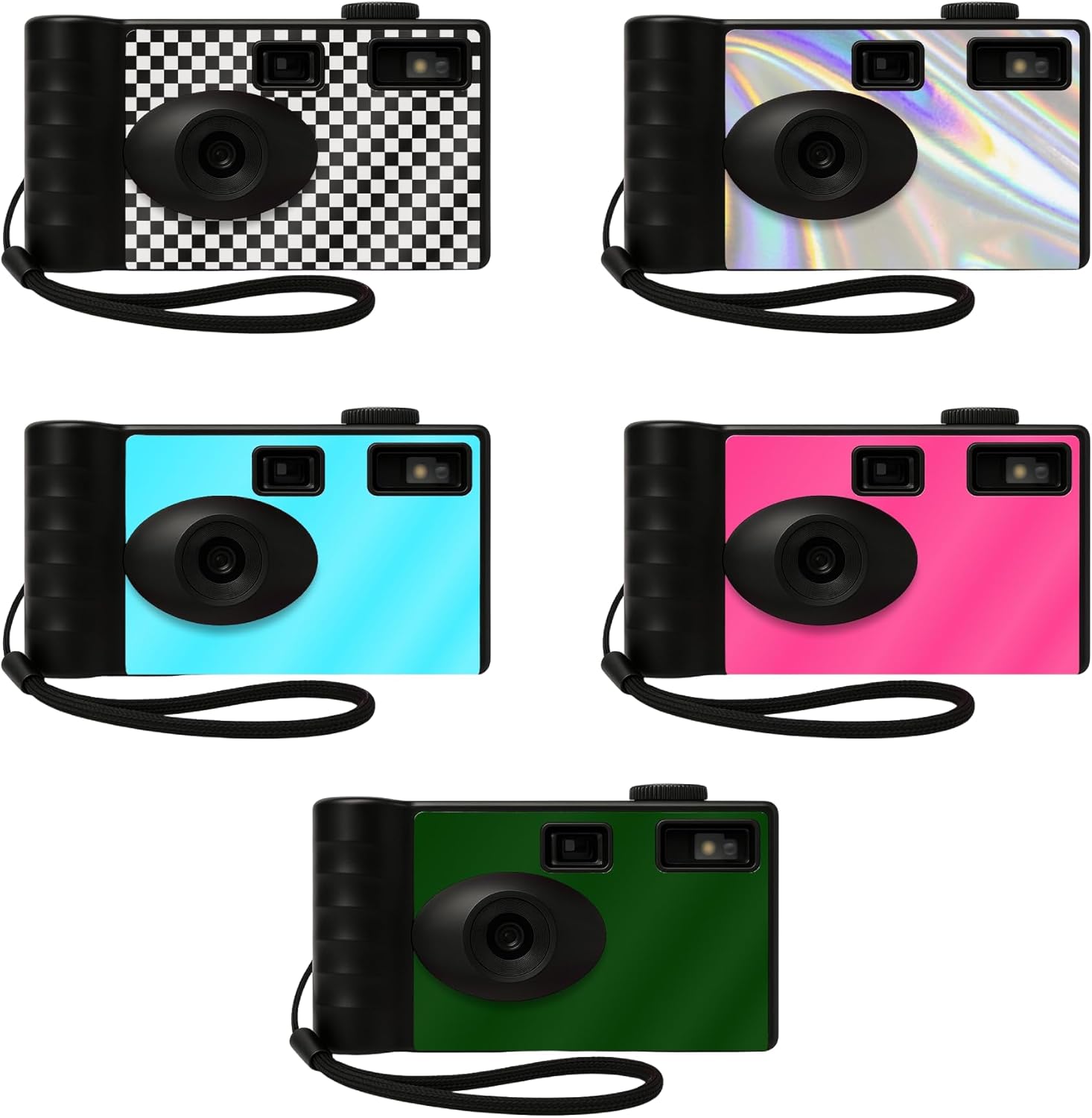 LENSY Screen Free Digital Camera | Four Built in Filters | Rechargeable, 8mp, Lightweight, Focus-Free, Auto-Flash, Easy-to-Use, Reusable, Retro Film-Style Photos (Holographic)