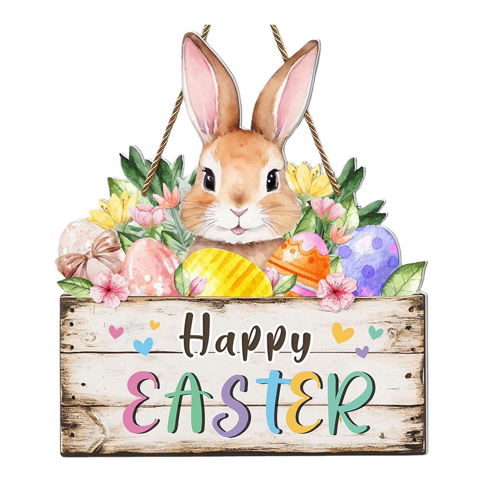 NEWFT User Friendly Wood Easter Decoration Rabbits Plaques Suitable For Sustainable Aware Households And Holiday Celebrations