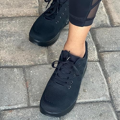 Miniatura 8 de RUIDENG Tenis de plataforma para mujer con amortiguación de aire, zapatos para caminar cómodos todo el día, parte inferior gruesa