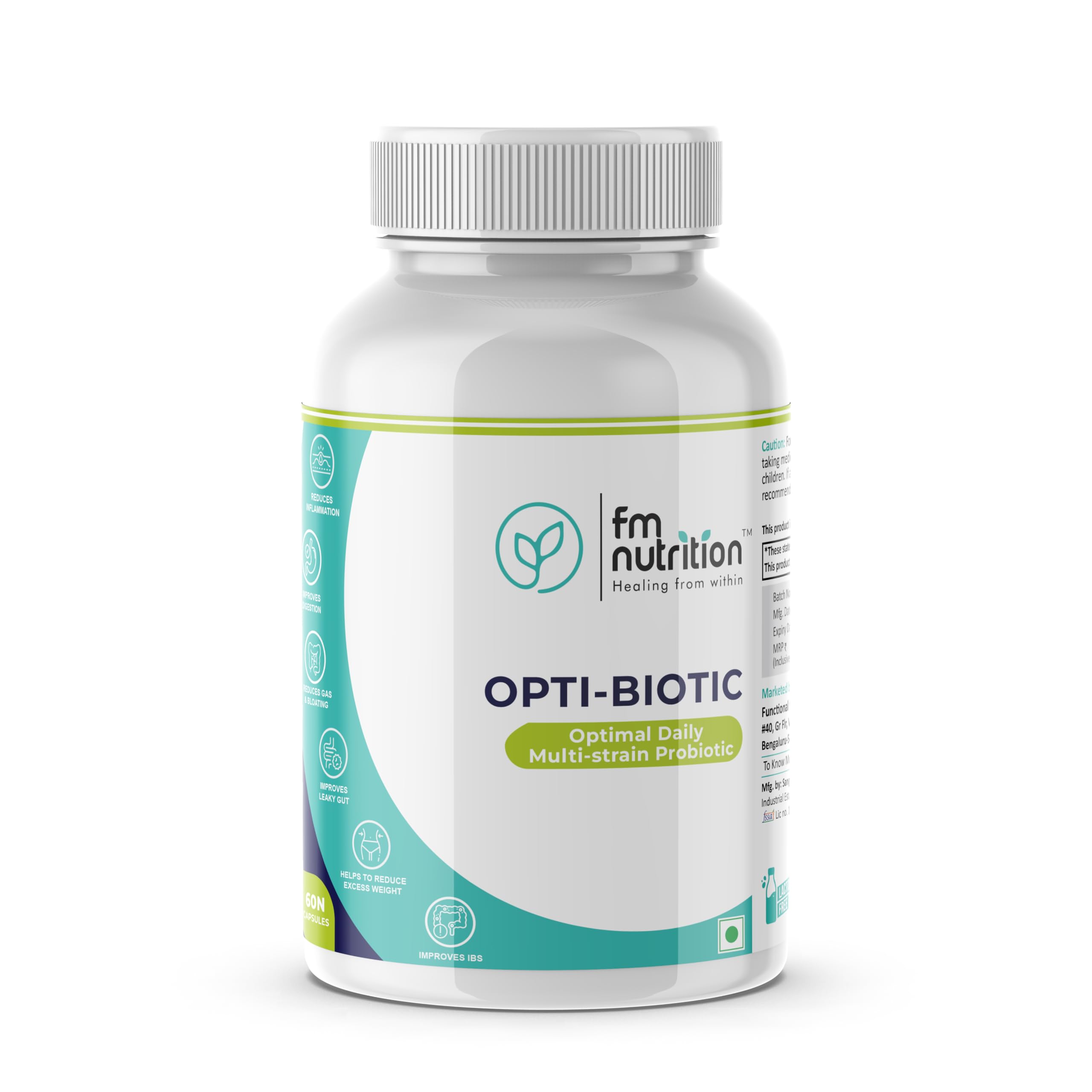 FM Nutrition Opti-Biotic, Multi-strain Probiotics, 15 billion CFU, 60 Veg Capsules
