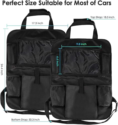 Miniatura 5 de Reserwa Organizador de asiento trasero de automóvil, paquete de 2 unidades, impermeable y duradero, organizador de asiento de automóvil, tapete de