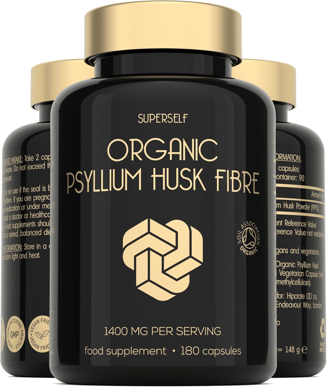 Organic Psyllium Husks Capsules 1400mg Fibre Supplement for Men
