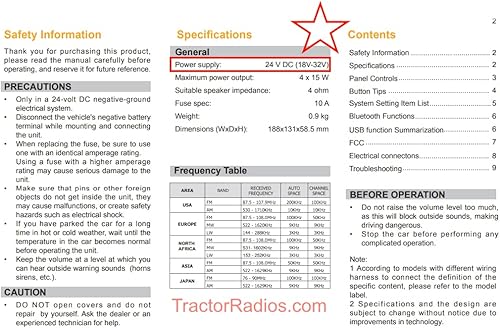 Miniatura 9 de Heavy Duty 24 V 1DIN ISO Stereo Radio Tractor Excavadora Camión Autobús Importación Bluetooth TR-7423
