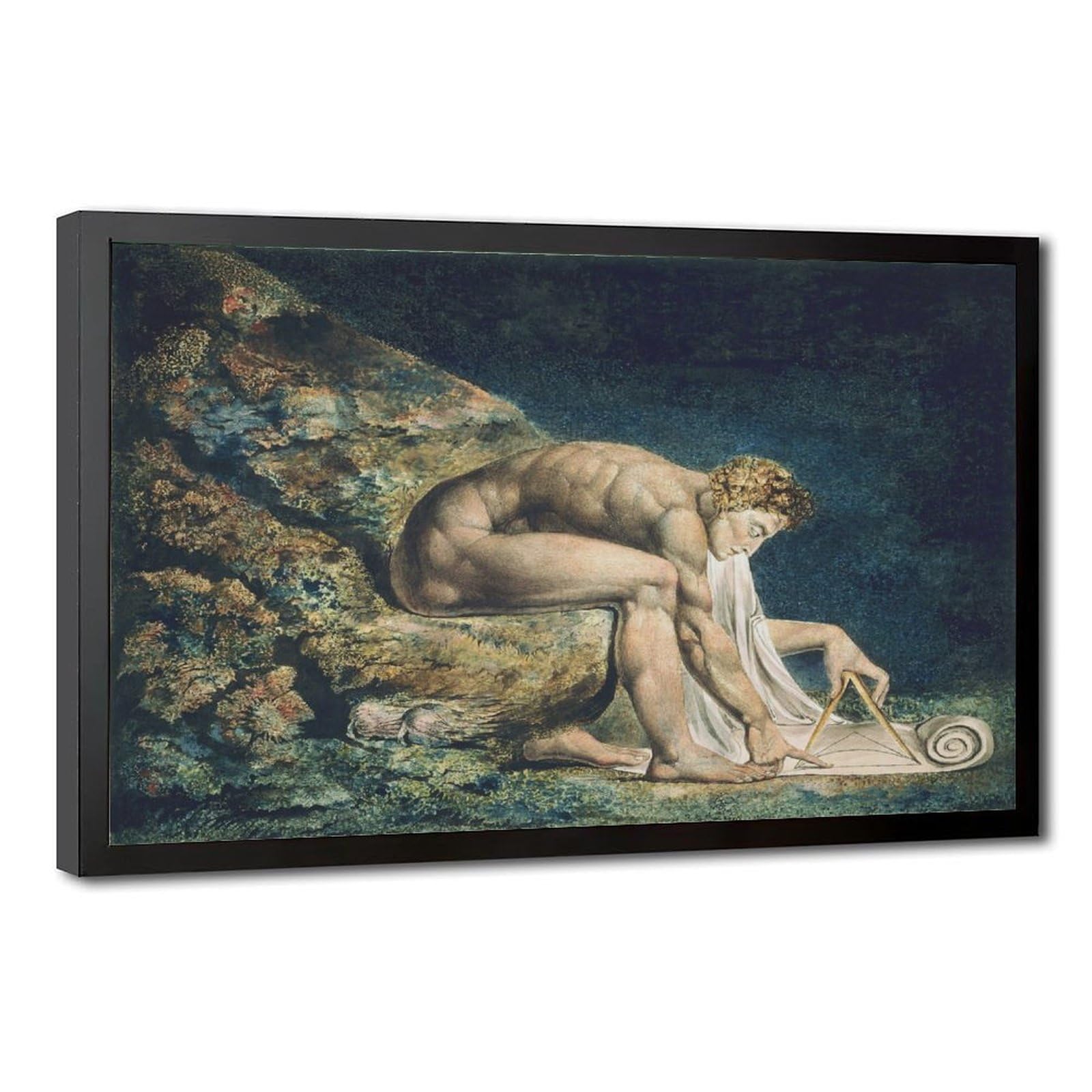 WCYB Isaac Newton - William Blake Posters Prints Canvas Deco Paintings Wall Art Hangable Frame 16" L X 24" W