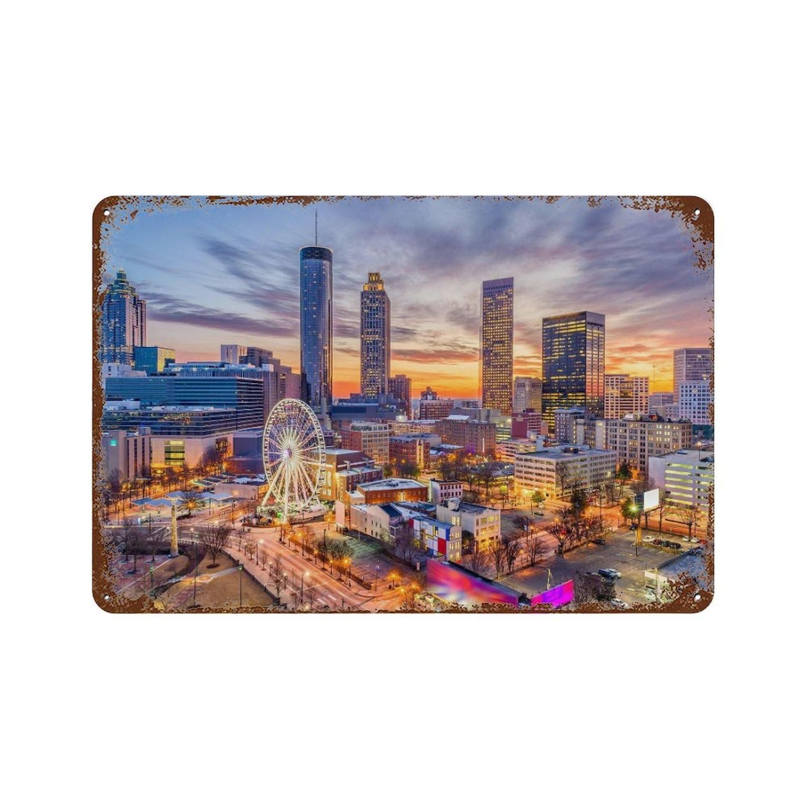 xiaoxiaoshen Real Photo Atlanta Decor Georgia Wall Decor Art Metal Tin Poster Modern Home Decor Art Home Bar Shop Decorations Vintage Sign 20x30cm
