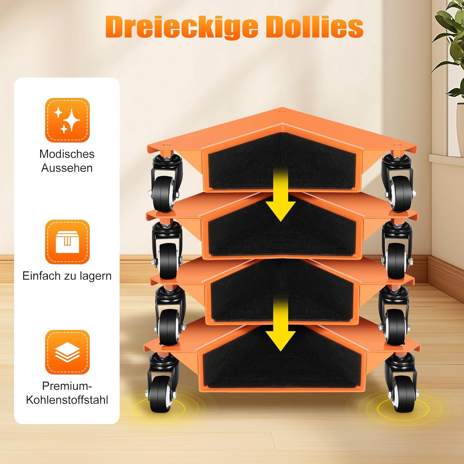A visual representation of the Faniop Universal Furniture Dolly's features.