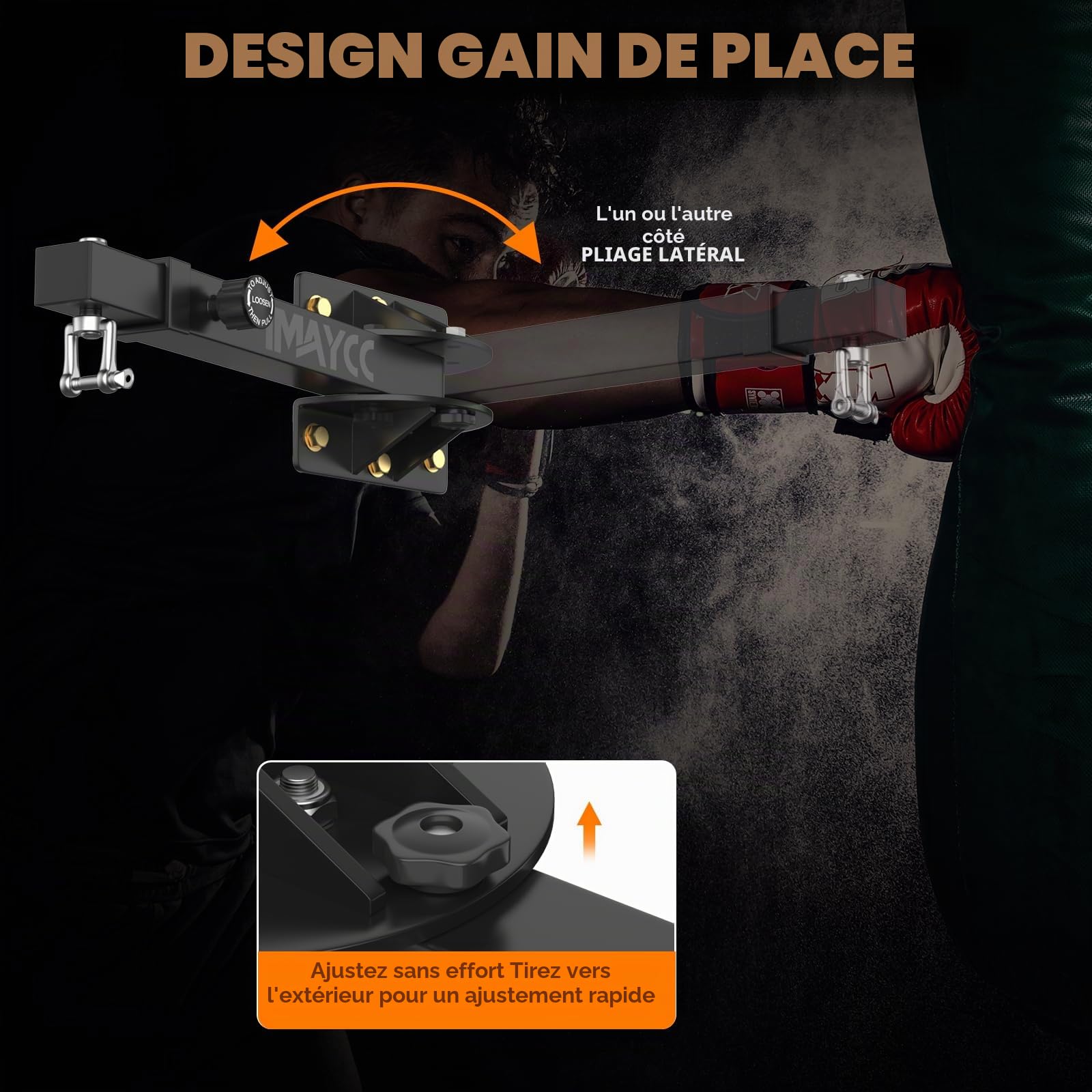 IMAYCC Support de Sac de Frappe modèle, Support de Boxe réglable pivotant à 180°, Optimisation maximale de Votre Espace, Interni Ed esterni, per sacco da Kickboxing, Muay Thai, Speed Bag.