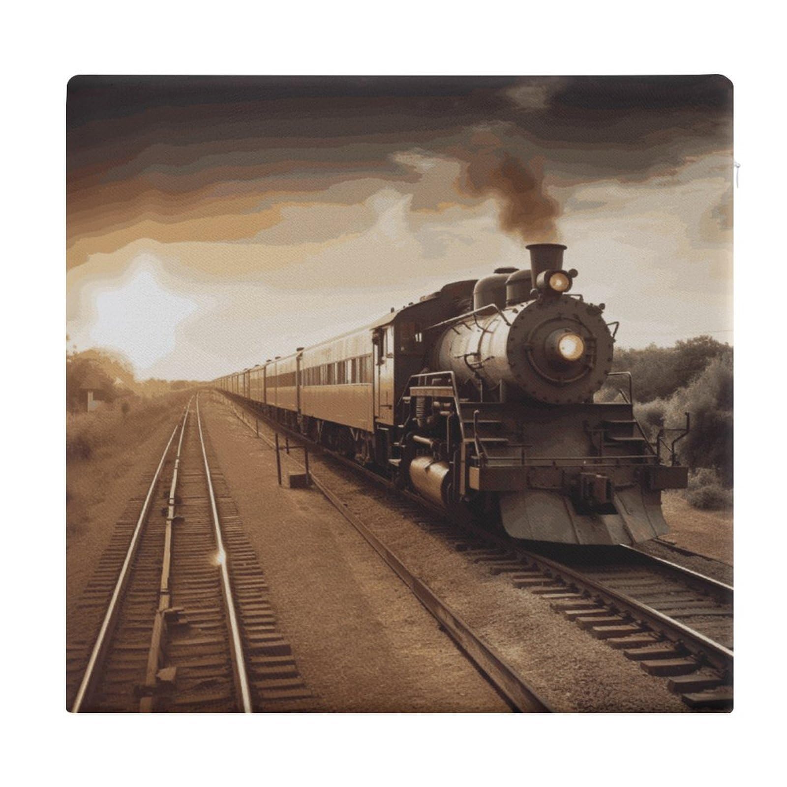 FekiLoot Train and Railway Seat Cushion for Dining Chairs Breathable Square Chair Pads Memory Foam Chair Cushions Comfortable Non-Slip Seat Pad Meditation Floor Pillow 13.8”x15”