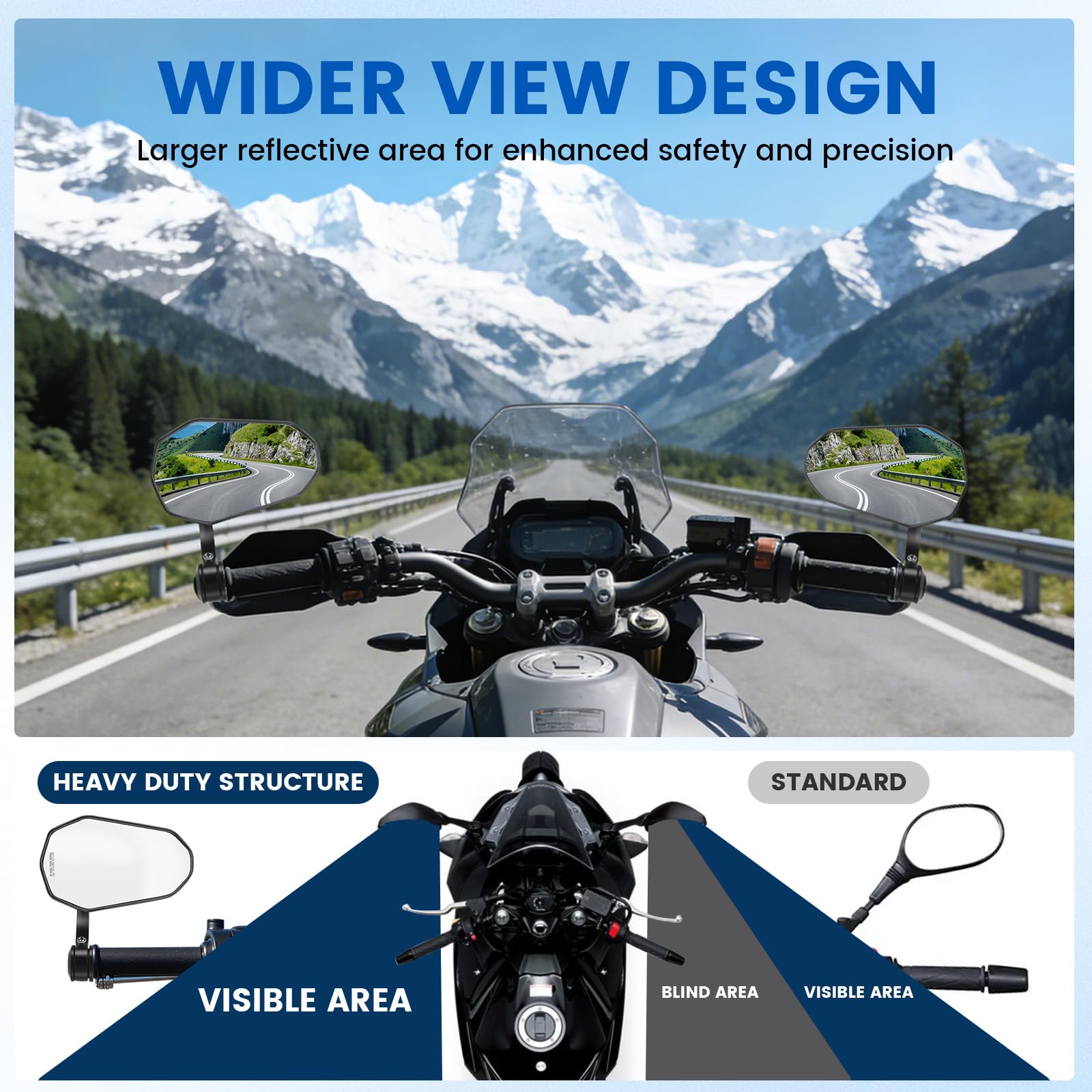 Rétroviseurs Moto Embout de Guidon 7/8" 22mm, 2 Rétroviseurs de Moto Homologués, Rétroviseur Latéraux Moto Universels pour Motos, Cyclomoteurs, Scooters Z650 Z750 Z900 CB125 CB650 MT07 MT09 MT10