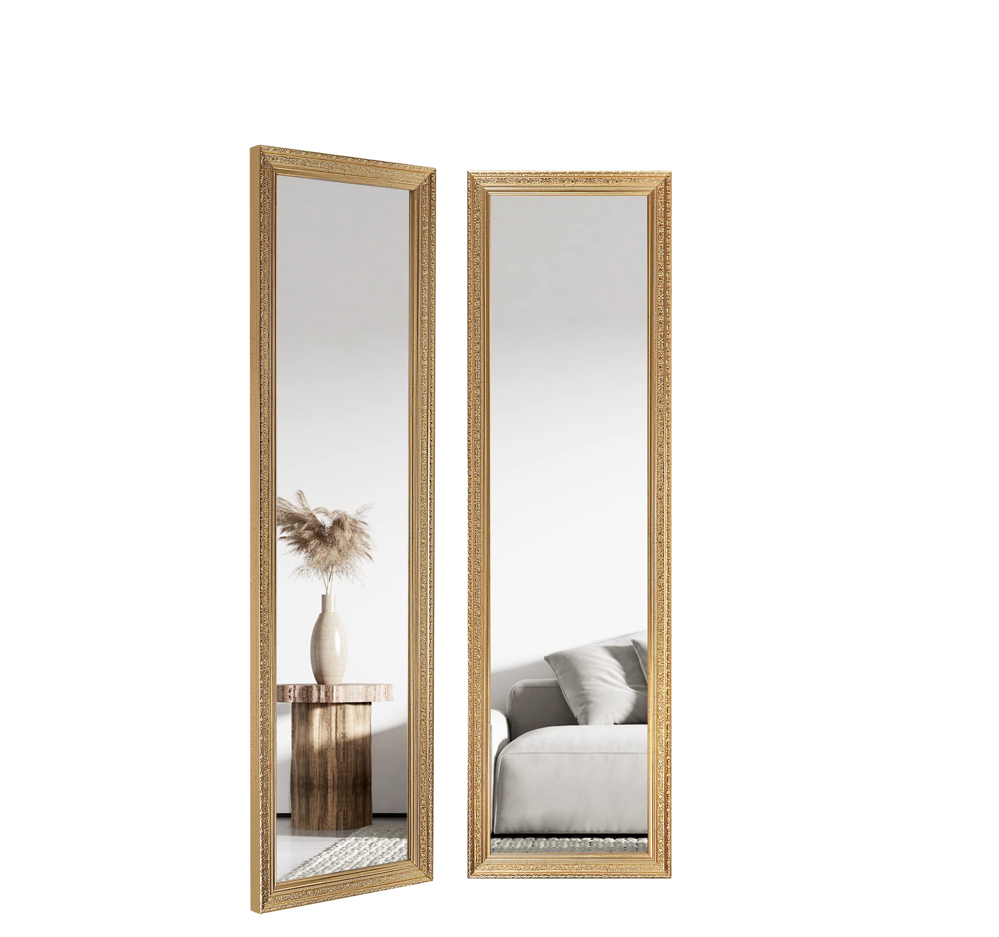 Buy WIFTREY 2 Pack Gold Full Length Wall Mirror 42"x12", Vintage Over The Door Hanging Body