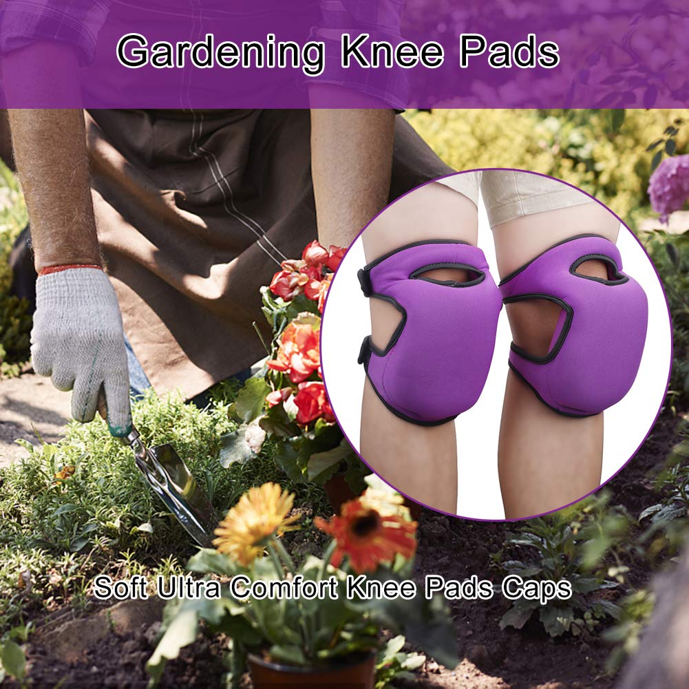 The Roofing Mat Gardening Knee Pads, Adjustable Garden Kneeler Water Resistant Neoprene Thick Kneeling Pad For Yard Gardening House Cleaning Work Purple Waterproof Knee Cover
