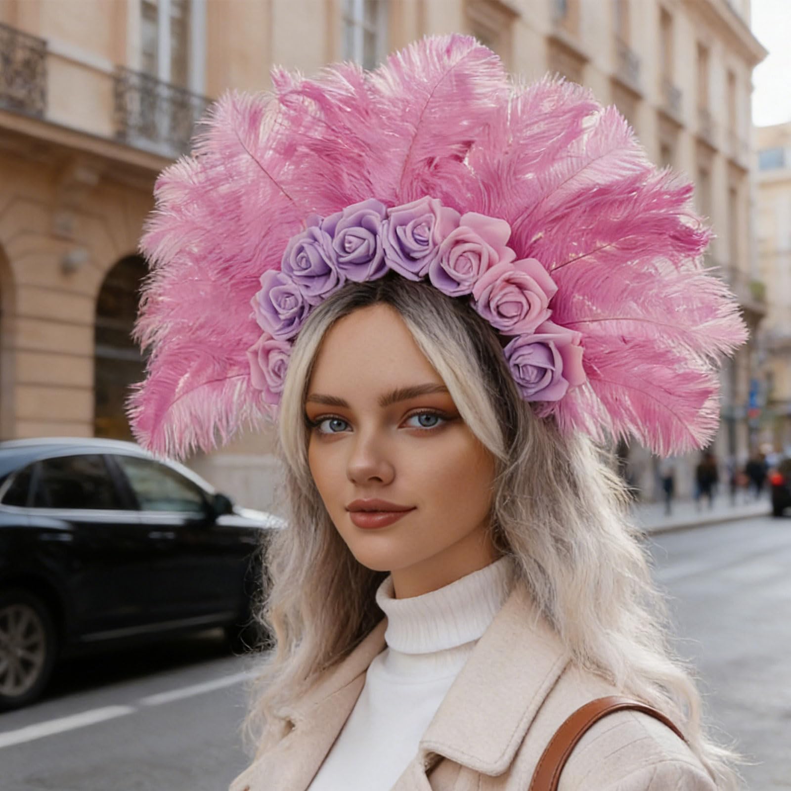 Fascia per capelli con fiori piumati, A | Accessorio per lo styling fasce per capelli con piume colorate per copricapi per feste carnevale per adulti