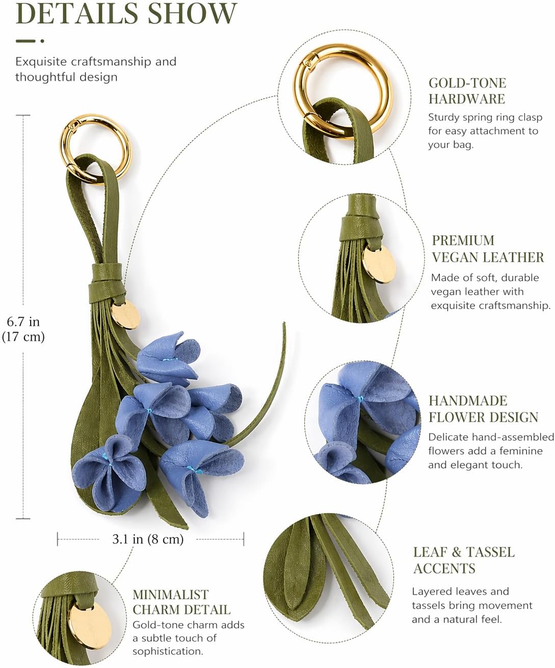 Heart Pearl Flower Keychain Elegant Crystal Rhinestone Bag Charm Gold Purse Pendant Cute Accessory Gift for Women