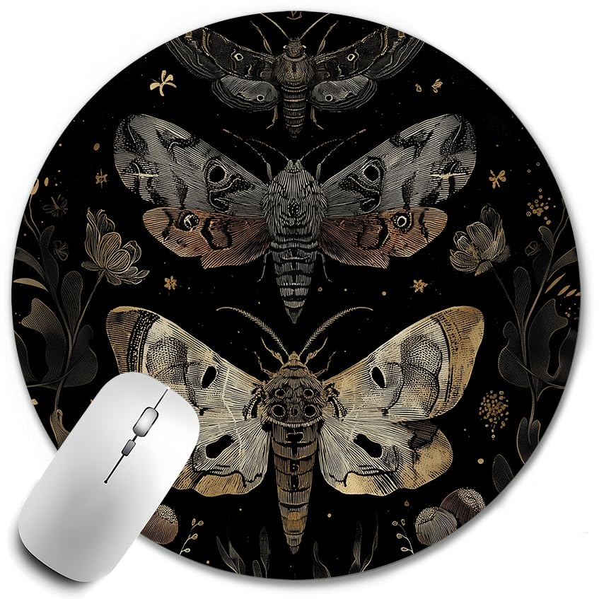 WOOGCHEIR Butterfly Mouse Pad, Boho Butterfly and Moth Mousepad Mouse Mat with Non-Slip Rubber Base for Home Office Desk Accessories, Desk Supplies for Women Office Aesthetic,7.9x7.9 Inch