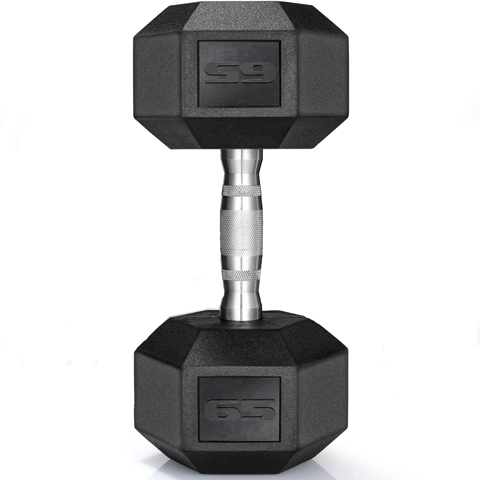 TLGREEN40-75LB Single Dumbbell Rubber Coated Cast Iron Hex Black Dumbbells, Weights Dumbbells Set
