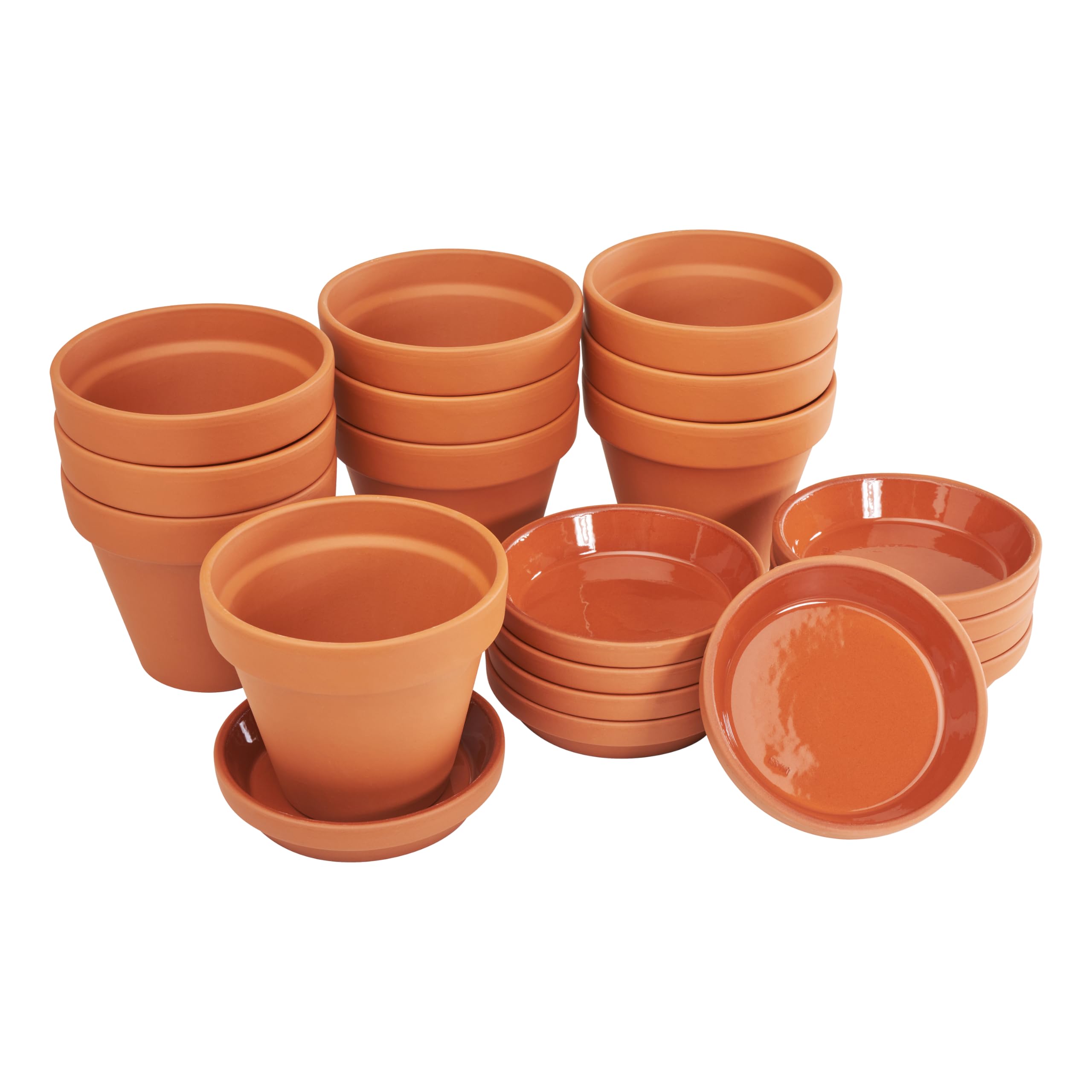 VBS Terrakotta-Topf mit Untersetzer 10 STK. 20-teiliges Set aus Ton Tontopf für Pflanzen und Dekoration Ø 11 cm Garten