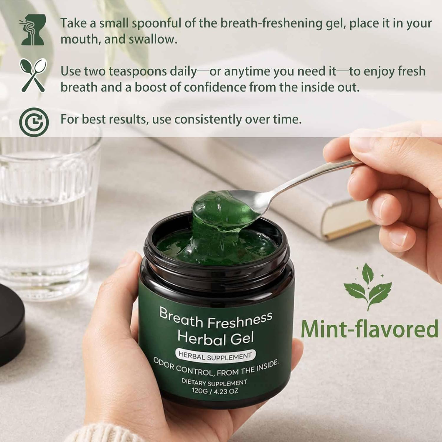 Internal Deodorant Herbal Gel – Fresh Breath & Body Odor Support – Chlorophyll & Parsley Formula – Whole Body Freshness from Within – Daily Odor Control Supplement