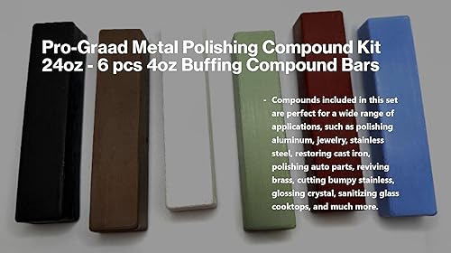 Miniatura 5 de Pro-Graad Kit de compuesto de pulido de metal de 24 oz - 6 barras compuestas de pulido de 4 onzas cada una. El juego incluye compuesto de esmeril
