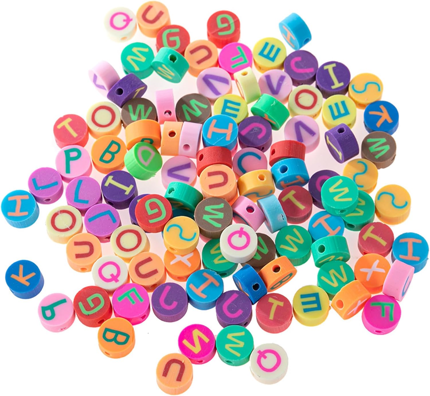 100 Pcs AZ Letter Polymer Clay Beads Mixed Heishi Spacer Beads Supplies for DIY