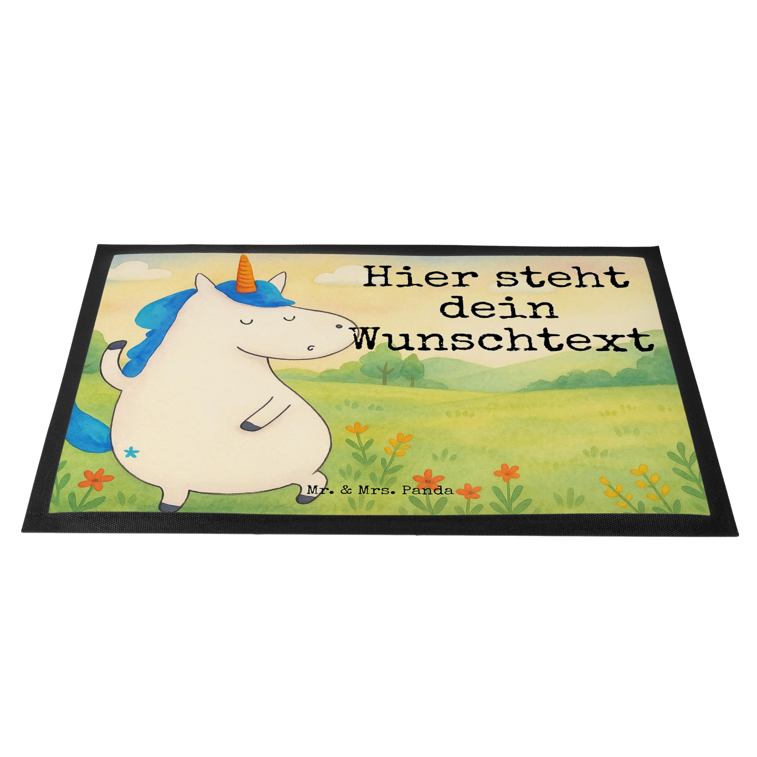 Mr. & Mrs. Panda Fussmatte personalisiert Einhorn Mann Design 60 x 90 cm - Geschenk, Unicorn, Personalisierte Fußmatte, mit Namen, Cool, Familie, personalisierbar, Personalisierter Fußabtreter