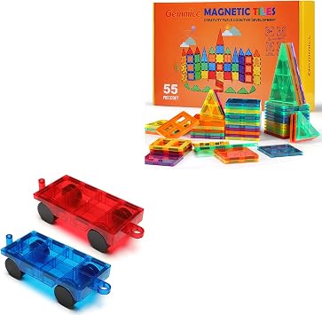 مجموعة بلاط مغناطيسي Gemmicc 55PCS + سيارتين   