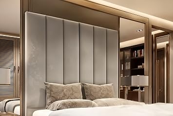 mm08enn Luxurious Design Panels Plush Velvet Headboards for Beds 30", 36" and 44" Height Headboard Height 30", Grey, 4ft6 Double