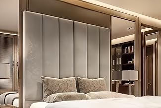 mm08enn Luxurious Design Panels plush Velvet Headboards for Beds 30", 36" and 44" Height (Headboard Height 44", Black, 5ft King Size)