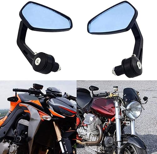 Miniatura 2 de Espejos retrovisores ovalados universales CNC para motocicleta de 7/8 pulgadas para Honda Yamaha Suzuki Sports Bike Street Fighter (negro # 1)