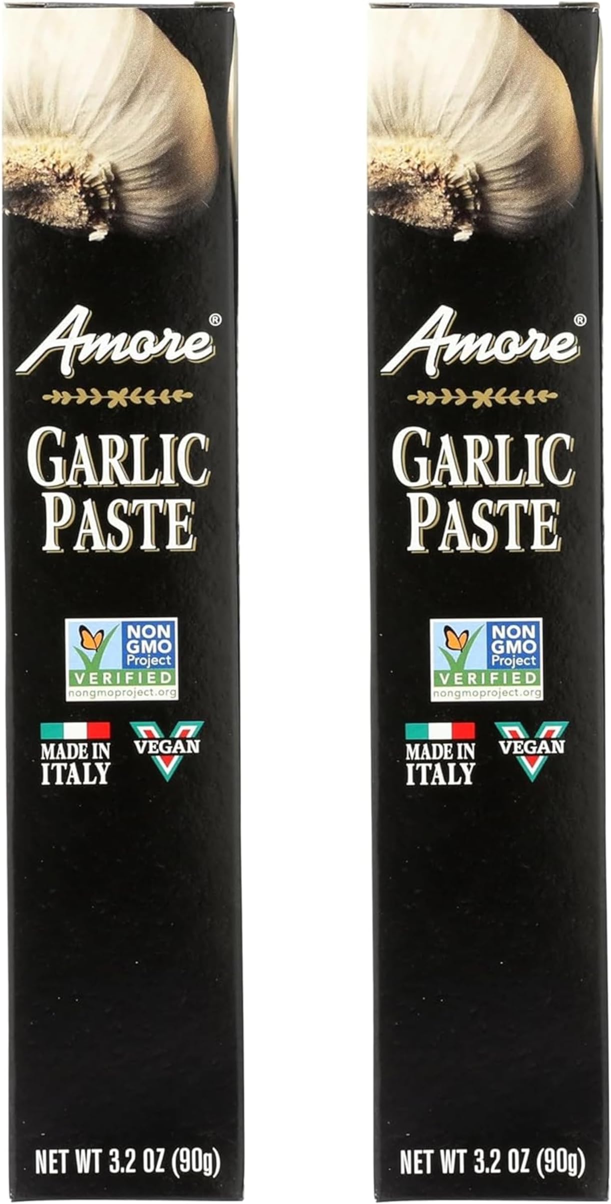 Amore All Natural Italian Garlic Paste - Mellow Mixture of Fresh Garlic, Sunflower & Olive Oils, & Salt - 3.2 oz (Pack of 2)