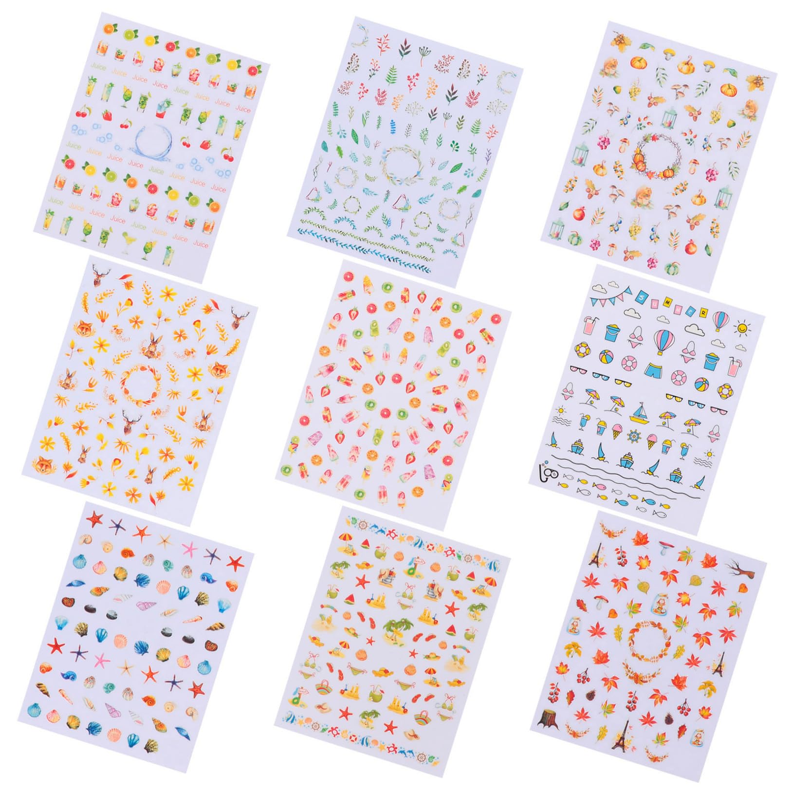 BESTYASH 3 Set Adesivi Unghie Autoadesivi Stickers Con Foglie Decorazioni Per Manicure Te Facili Applicare Per Unghie Gel 9 Fogli*3