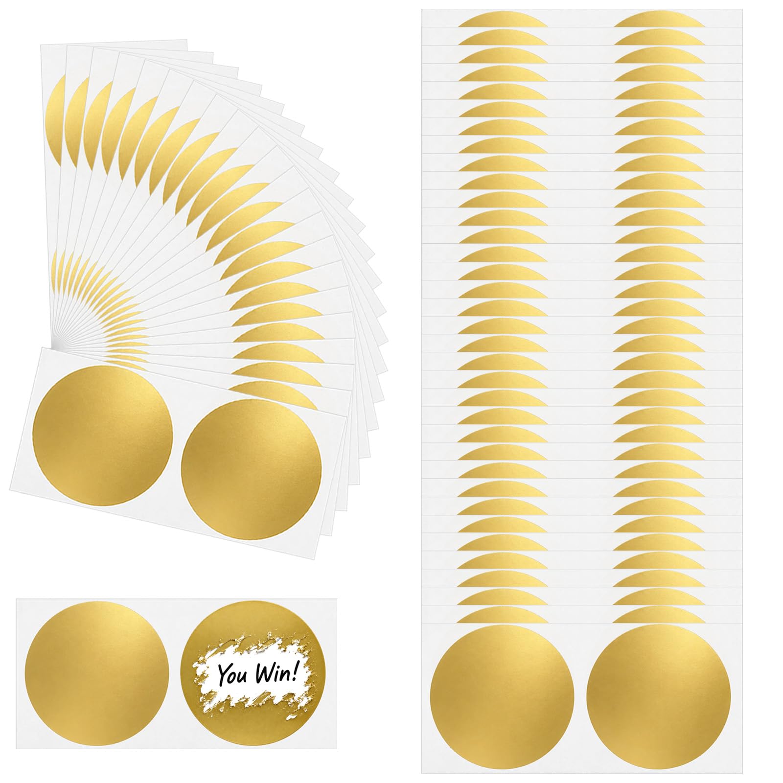 Dplolng 120 Pcs Gold Scratch Off Stickers 2 Inch Scratch Stickers for Cards