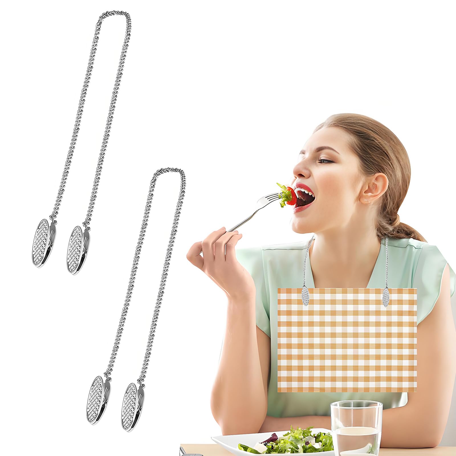 Napkin Clips, Metal Napkin Holder Chain Silver Napkin Chain with Clips for Men Women Tables Dinner Accessory - 50cm/19.7in (2)