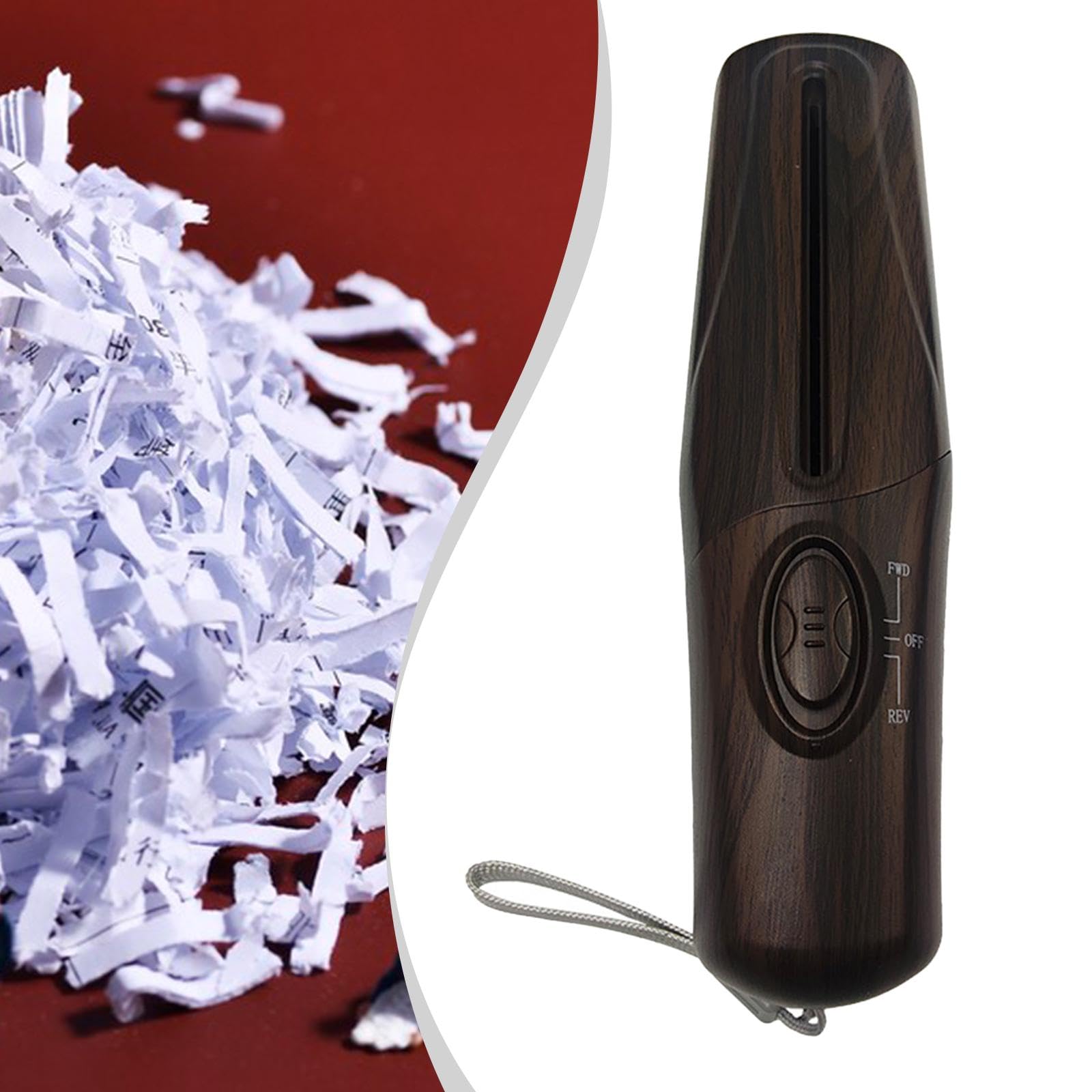 Harilla Mini destructeur de papier, outil polyvalent de découpe de papier en petites bandes pour cartes, bureau, factures, usage domestique (photos), Couleur Bois de Pêche
