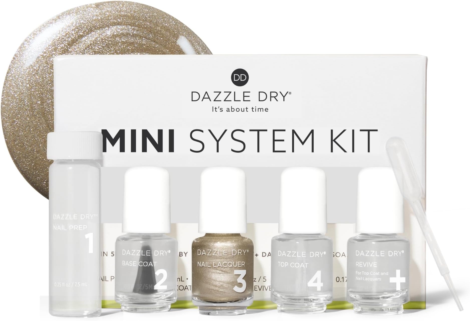 Mini Kit 4 Step System - Illuminate - A bright champagne gold. Full-coverage metallic. (5 Piece Kit / 5 Manicures)