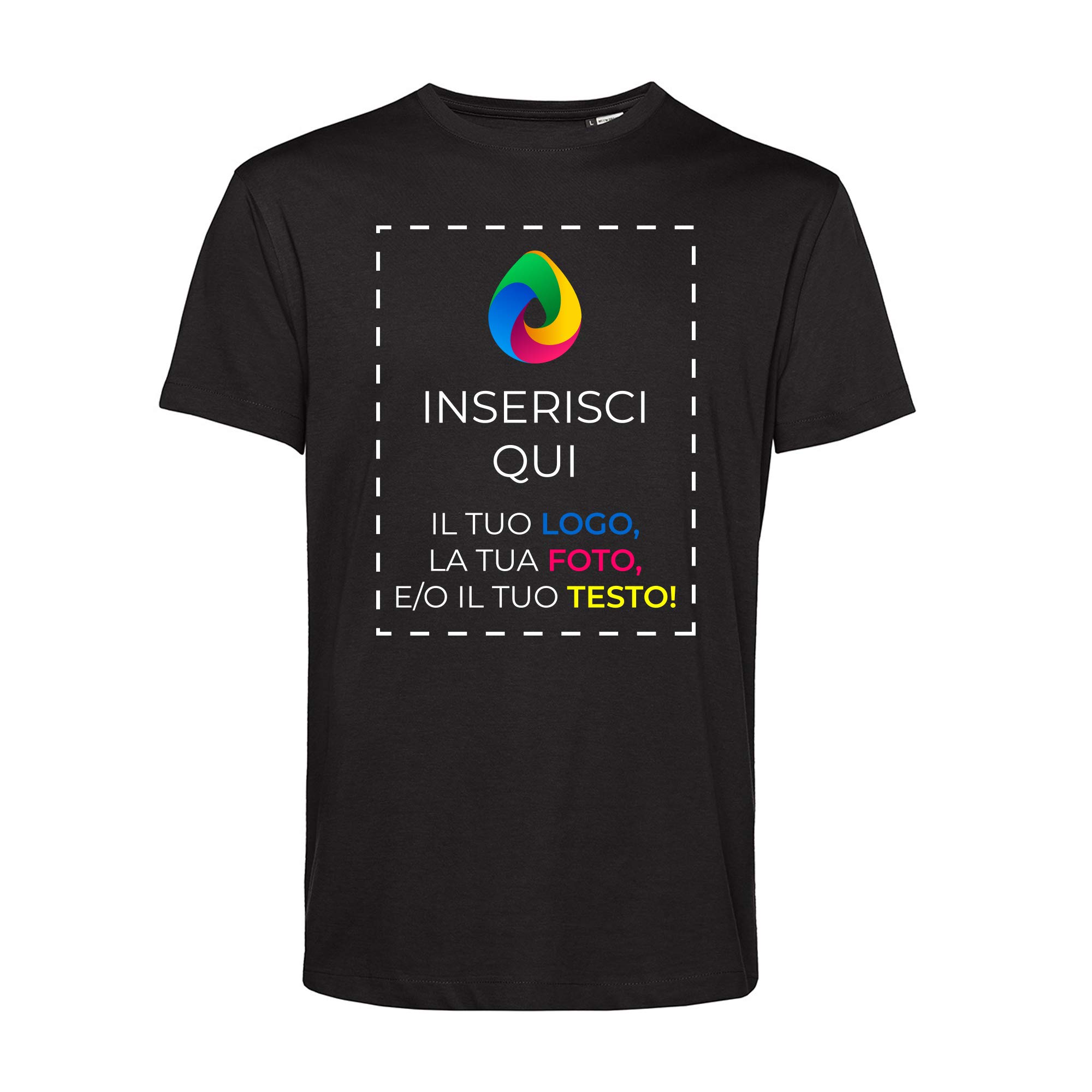 Teetaly Maglietta T-Shirt Personalizzata Stampa Fronte Retro Uomo in Cotone Organico