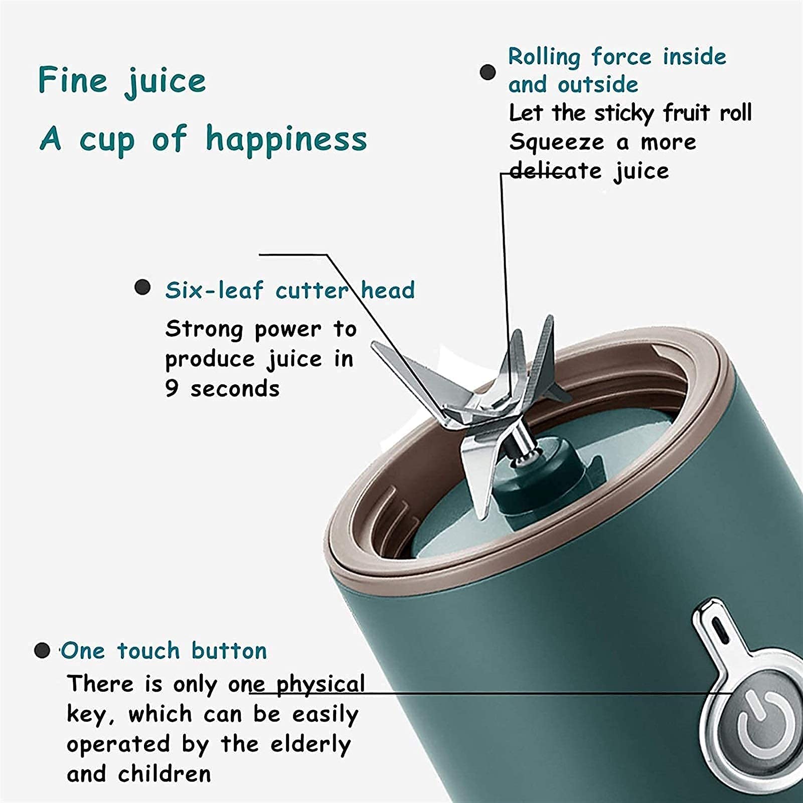 MIIKHI Juicer Machines,Home Portable Wireless Electric Juicer, Fruit Processor Juicer Cup, Multi-function Processor Juicer Cup juice maker