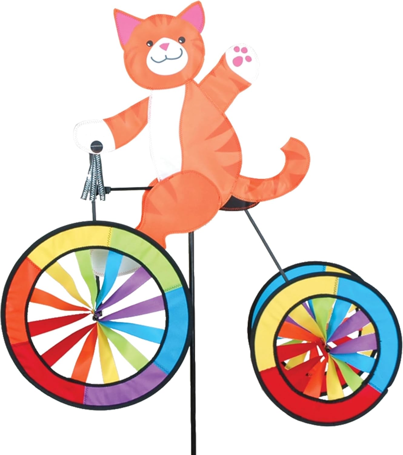 Tricycle Spinner Cat 25" – Adorable Feline Design, Weather-Resistant Outdoor Decor, Durable & Lightweight for Patios, Yards, and Gardens - Eye-Catching Wind Spinner with Rotating Wheels