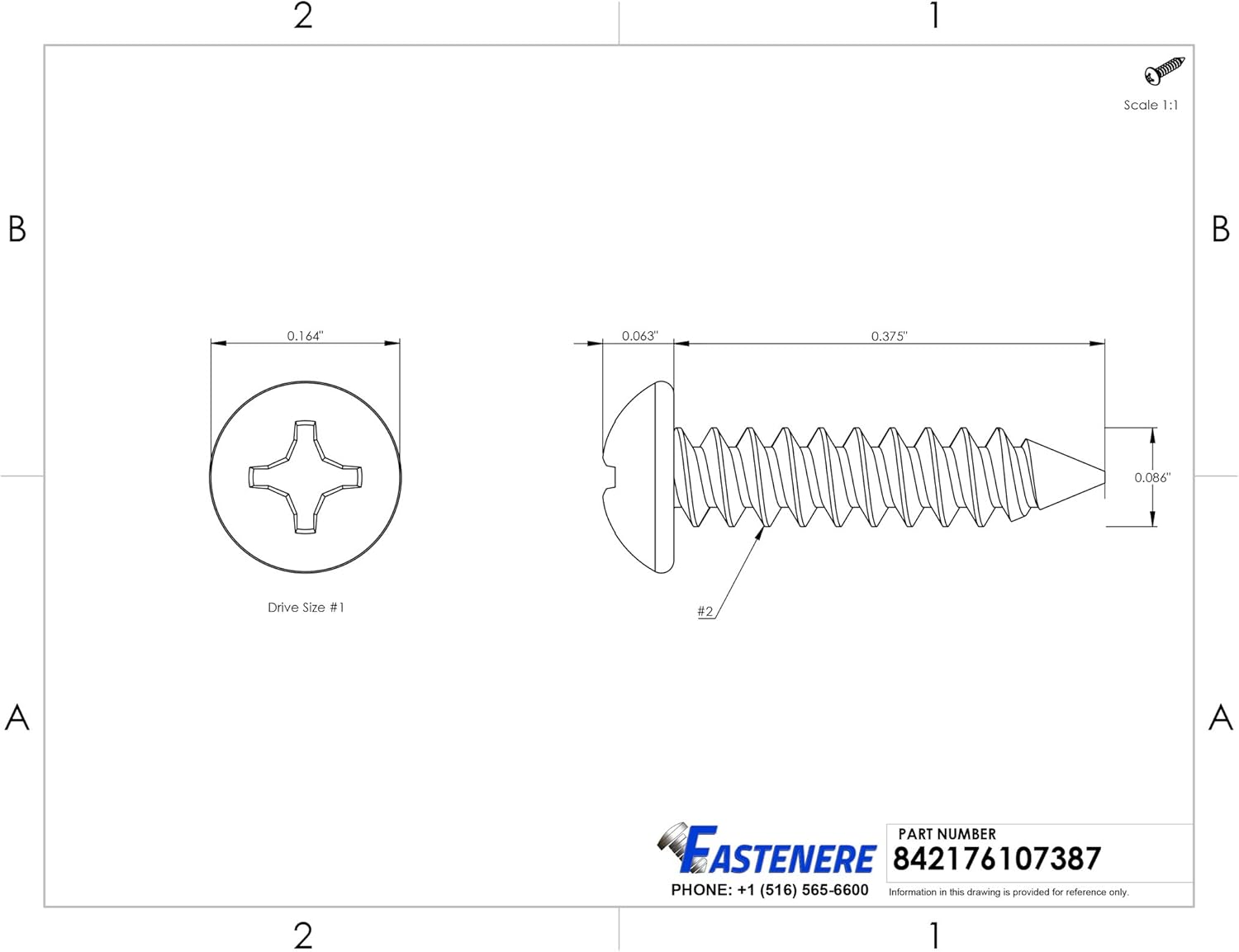 #2 x 3/8" Pan Head Sheet Metal Screws, Stainless Steel 18-8, Full Thread, Bright Finish, Self-Tapping, Quantity 2500 by Fastenere