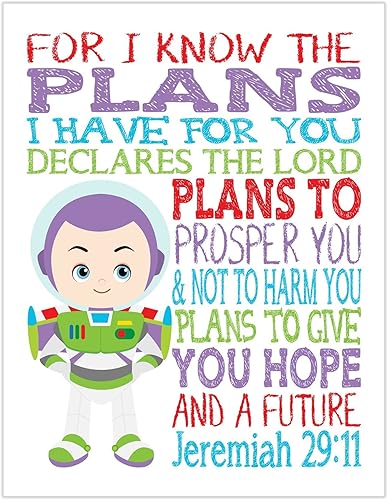 Miniatura 2 de Buzz Lightyear Toy Story Christian Nursery Little Boys Room Unframed Print For I Know The Plans I Have For You Jeremiah 2911