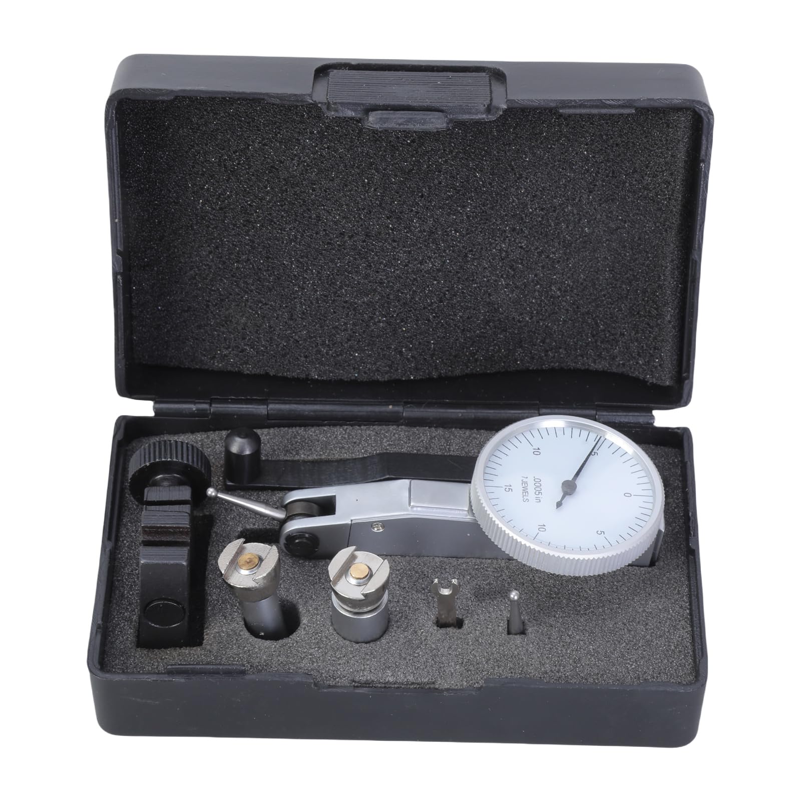 Palancas indicadores de soporte de calibre de 1-1/4 pulgadas, cara blanca, calibre 0-15-0 con accesorios de montaje, instrumento de calibración mecánica