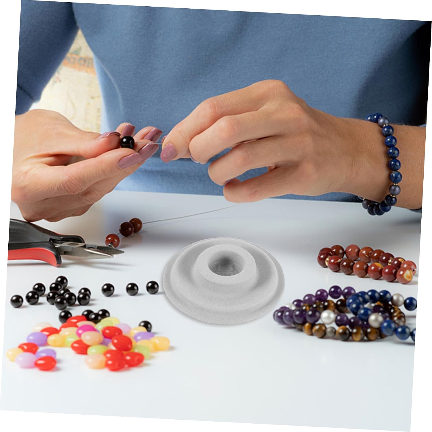 Uonlytech 8Pcs Bead Design Board Tray for Jewelry Making Flocked Surface Bead Board for Bracelet Design DIY Tool for Arranging Sorting and Stringing Beads