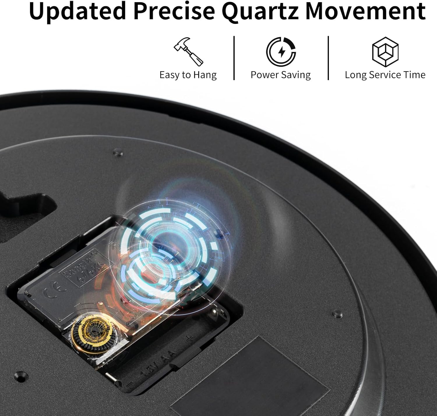 HIPPIH 2 Pack Silent Wall Clock, 12 Inch Non Ticking Quiet Digital Sweep Decorative Battery Operated Wall Clocks for Living Room Bedroom Kitchen School Office Decor, Black